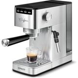 Coffea P10S Manuel Espresso ve Cappuccino Kahve Makinesi, Öğütülmüş Kahve ve E.s.e ile Uyumlu, 44 mm Kapsüller, Süt Asansörü Için Buharlı Süt, Çıkarılabilir 1,3 L Tank, Gümüş