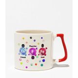 Coffee Baskılı | Periyodik Tablo Hediyelik | Kırmızı Kulplu Modern Seramik Kupa