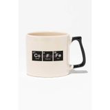 Coffee Baskılı | Periyodik Tablo Hediyelik | Siyah Kulplu Modern Seramik Kupa, QBLK1060-SY