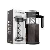 COFFEE BEAR Panda soğuk demlenmiş kahve için kahve makinesi – 1,3 l cam sürahi kolay temizlenir, tekrar kullanılabilir kumaş filtreli ve kaymaz tabanlı