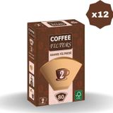 Coffee Filters Filtre Kahve Kağıdı Brown 2 No 80 - (12 Adet)