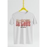 Coffee Love Baskılı Oversıze Retro Vintage Bisiklet Yaka Pamuklu Kadın ve Erkek Tshırt - Beyaz
