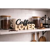 Coffee Lover Dekoratif Yazı-Kahve Köşesi Dekoru-Dekoratif Figür-Konsol Biblo-Masaüstü Aksesuar - Siyah