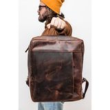 Cogger CG-100 Moose Hakiki Deri Sırt Laptop Çantası 15.6'' - 40x30 cm - Kestane