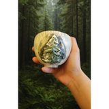 Cogo Handmade – El Yapımı Kulpsuz Seramik Kupa / Çam Ağacı Kabartmalı – Sanatsal Tasarım - Beyaz