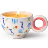 Cogo Seramik El Yapımı Seramik Mumluk – Japon Minimal Stil | Dekoratif Mum - Yeşil - Turuncu - Krem - ABC231