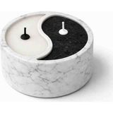 Cogo Seramik Yin Yang Mermer Tasarımlı El Yapımı Dekoratif Mum – Siyah & Beyaz Doğal Denge, 9x6 cm Cogo Ceramic - Açık Beyaz - Gri