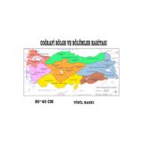 COĞRAFİ BÖLGE VE BÖLÜMLER HARİTASI VİNİL 80 * 40 CM