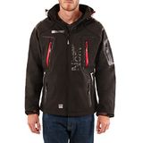 Coğrafi Norveç Techno Bell erkek Softshell Ceket/Kış Polar Ceket Erkekler için Hood ile - Giyim/Ceket Uzun Kollu, Parka, Siyah, L