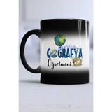 Coğrafya Öğretmeni Kupa Bardak Sihirli - 1 Adet - 300 ml - Siyah