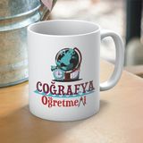 Coğrafya Öğretmenlerine Özel Öğretmenler Günü Hediyelik Baskılı Kupa - Beyaz - 300 ml