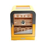 Cohiba 3 Çekmeceli Sarı Nokta Desenli Aksesuar Bölmeli Sedir Humidor Puro Kutusu