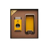 Cohiba 3 Torch V Kesicili Sarı Gunmetal Çakmak Sarı Gunmetal Küllük İkili Puro Seti