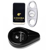 Cohiba Küllük Çakmak ve Metal Kesici Puro Aksesuar Seti Oval Tekli