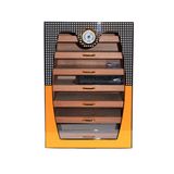Cohiba Sarı-Gri Nokta Desenli 7 Çekmeceli Sedir Humidor Puro Kutusu