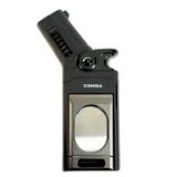 Cohiba Tek Torch Pürmüz Dahili S-V Cut & İğneli Siyah Gunmetal Metal Puro Çakmağı