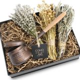 Coho Box Antique Dövme Tütsü Çanağı & Üzerlik &Adaçayı & Lavanta Hediye Seti