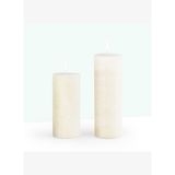 Coho Lumina Rustic Krem Silindir Mum - 20 & 15 cm - 2 li Set
