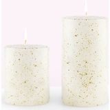 Coho Lumina Yaldızlı Krem Silindir Mum - 10&15 cm - 2 Li Set - Krem Rengi - 2 Adet