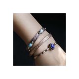coho objet originale Tılsım Turkuaz & Lapis Lazuli Taşlı & Motifli El İşleme Bakır Bileklik Seti