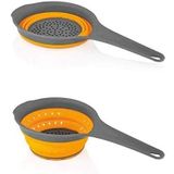 coimoon the natural care I Mutfak için Katlanabilir Silikon Süzgeçler - Makarna Sebze/Meyve Mutfağı Lavabolu Kamp Mutfağı için Uzatılabilir Saplı Örgü Katlanır Süzgeçler (Turuncu)