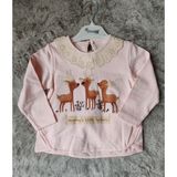 Çojuxs 6-24 Ay Fisto Yakalı Geyik Desenli Kız Bebek/çocuk Alt Üst 2'li Takım - Pembe - 6 - 9 Ay