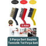 Çok Amaçlı Bakır Naylon Yağ Çıkarma Aspiratör Ocak Lavabo Fırın Detaylı Temizlik Tel Fırça 3 Parça
