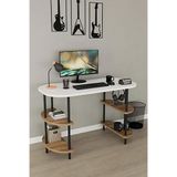 Çok Amaçlı Çalışma Masası - Kitaplıklı Bilgisayar Masası, Ofis Masası, Ders Çalışma Masası, Modern Yazı Masası Beyaz - Atlantik Çam