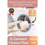 Çok Amaçlı Dayanıklı Fermuarlı Kumaş Sütyen İç Çamaşırı Yıkama Filesi Torbası Seti 2 Adet 20x15cm