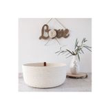 Çok Amaçlı Dekoratif Organizer Jüt Ip Beyaz Sepet 25x12 jjdbsbdb