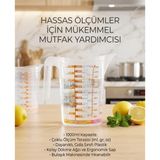Çok Amaçlı Dereceli Ölçü Kabı 1000ml - Un, Şeker Sıvı ve Katı Ölçekli Hazne Ergonomik Maşrapa