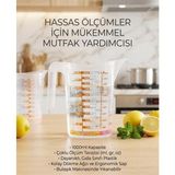 Çok Amaçlı Dereceli Ölçü Kabı 1000ml - Un, Şeker Sıvı ve Katı Ölçekli Hazne Ergonomik Maşrapa