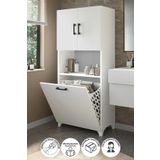 Çok Amaçlı Dolap Banyo Dolabı Kirli Çamaşır Sepeti Dolabı Damla Beyaz