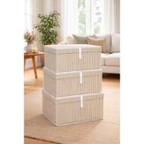 Çok Amaçlı Düzenleyici Kapaklı Sandık Tipi Kutu Hurç Organizer 3 Lü Set (Kahverengi, Maxi 50 x 40 x 30)