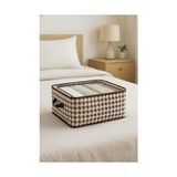 Çok Amaçlı Düzenleyici Kutu Dik Duruş Sağlayan Telli Iç Yapı ve Şeffaf Pencereli Kıyafet, Çamaşır Saklama Organizeri Katlanabilir Kumaş Kutu (45X30X20 cm Gri ve Kahve Renk) (Kahve) - Çok Renkli
