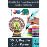 Çok Amaçlı Eğlence Hobi ABS Plastik Filament 3D Çocuk Renkli Üç Boyutlu Çizim Yazıcı Kalem Printer