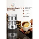 Çok Amaçlı Elektrikli Paslanmaz 4 Bıçaklı Çelik Kahve Çekirdeği ve Baharat Çelik Öğütücü - Gümüş