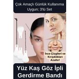 Çok Amaçlı Estetik Günlük Lastikli Yüz Kaş Göz Boyun Vücut Kaz Ayağı İpli Gerdirme Bantları 3'lü Set