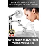 Çok Amaçlı Filtreli 2 Fonksiyonlu Mutfak Banyo 1080 Derece Dönebilen Akrobat Musluk Ucu Başlığı