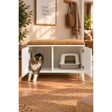 Çok Amaçlı Gizli Kedi Tuvaleti Ve Antre Bench Pufu - Yüksek Ayaklı Kum Dolabı - 90X50 Cm