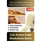 Çok Amaçlı Isıya Suya Dayanıklı Kolay Sökülebilen 25mt Krep Kağıt Maskeleme Boya Badana Bandı-3 Adet