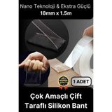 Çok Amaçlı Izolasyon Hava Su Sızdırmaz Çift Taraflı Silikon Şeffaf Nano Bant 18MM x 1.5m - 1 Adet - diğer