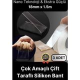 Çok Amaçlı İzolasyon Hava Su Sızdırmaz Çift Taraflı Silikon Şeffaf Nano Bant 18mm x 1.5m - 3 Adet