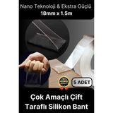 Çok Amaçlı Izolasyon Hava Su Sızdırmaz Çift Taraflı Silikon Şeffaf Nano Bant 18MM x 1.5m - 5 Adet - Ahşap - diğer