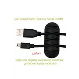 Çok Amaçlı Kablo Tutucu 5 Kanallı 3 Adet Düzenleyici Sabitleyici Yapışkanlı Toparlayıcı Şarj Kablosu