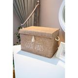 Çok Amaçlı Keçe Kapaklı Mini Kutu Organizer, Saklama Kutusu, Krem Renk, 35X23X23CM - Siyah - Plastik - Çok Renkli