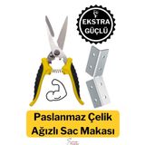 Çok Amaçlı Keskin Uçlu Paslanmaz Çelik Ağızlı Yaylı Teneke Köşebent Makası Alçıpan Makas 20 cm