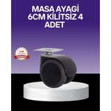 Çok Amaçlı Kilitsiz Masa Ayağı Tekerleği 6 cm - 000-Siyah - Değişken