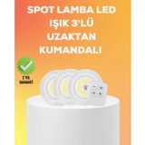 Çok Amaçlı Kullanım İçin Kablosuz Yapışkanlı 3 Lü Uzaktan Kumandalı Led Spot Lamba FRTKGT25DYMXUCZ3LÜLAMBA-5
