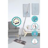 Çok Amaçlı Mandallı Cam ve Fayans Silme Mop, Mikrofiber Hediye - Ahşap - Bej - Seçenek 1